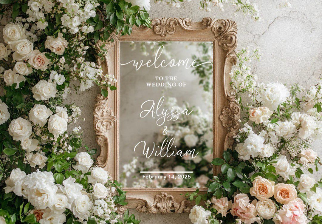 鏡/ミラーセット（Wedding Stickerつき） Custom Selfie Mirror Welcome Wedding Decal for Mirror Reception