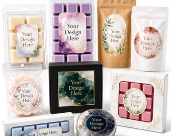 Custom Wax Melt Labels, Personalized Wax Melt Stickers, Waterproof Vinyl Labels, Clamshell Labels, Snap Bar Labels, Candle Logo Labels