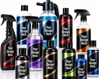 Custom Car Care Labels, Waterproof Vinyl Bottle Labels, Automotive Detailing Labels, Custom Product Stickers, Glossy Car Shampoo Label