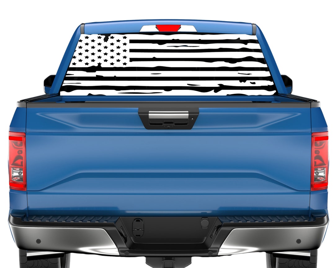 American Flag Decal Fits Rear Window of Any Trucks Distressed Etsy
