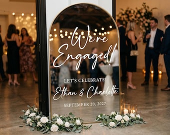 Custom Engagement Mirror Decal, Personalized Vinyl Welcome Sign Sticker