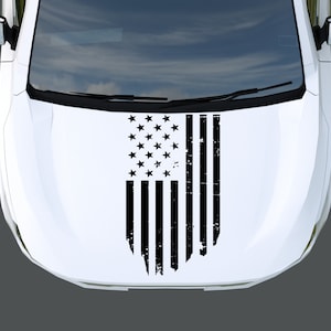 American Flag Distressed Decal for Hood Vehicle USA Flag Graphic Vinyl for All Car SUV Truck Hood Window Door Sides Windshield Decoration