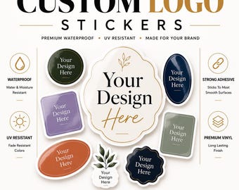Custom Logo Stickers, Waterproof Die Cut Vinyl Stickers, Private Labels for Small Business
