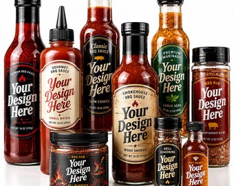 Custom BBQ Sauce Labels, Personalized Waterproof Vinyl Stickers, Custom BBQ Bottle Labels, Marinade Labels, Spice Rub Food Product Labels