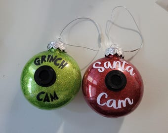 Weihnachtsmann/Grinch Cam Glitzer Ornamente