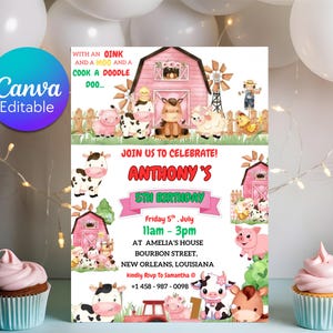 Bearbeitbare Bauernhof Geburtstagseinladung, Bauernhof Tiere Geburtstag einladen, Ranch Kinder Geburtstagseinladung, Bauernhof Einladung Vorlage, Sofort Download