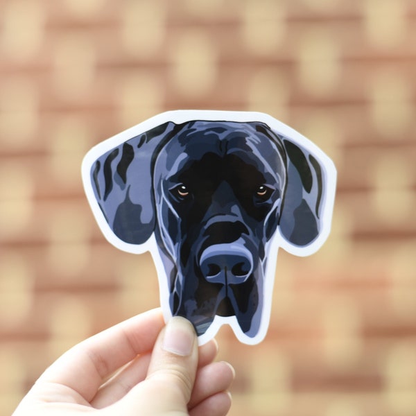 Black Great Dane sticker Water Resistant Vinyl