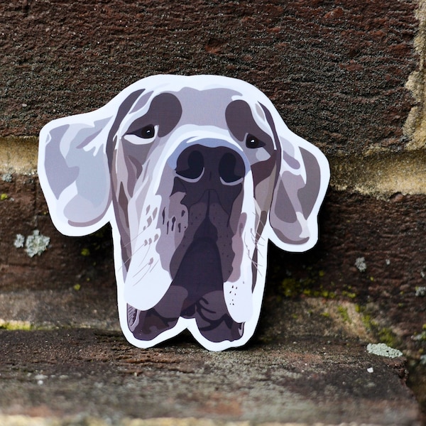 Blue Great Dane Sticker Water Resistant