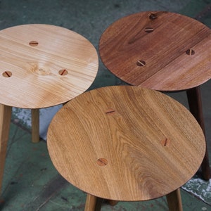 Round stool made of oak, ash or walnut image 2