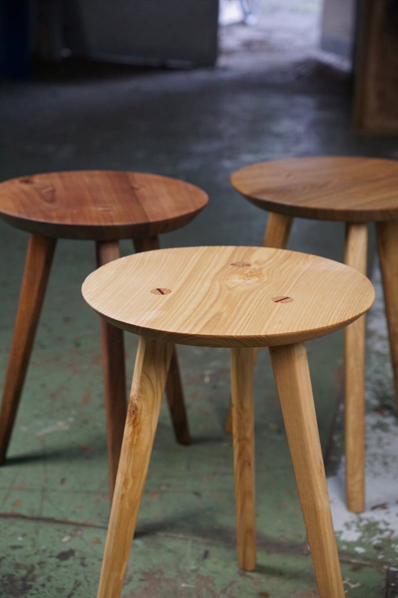 Round stool made of oak, ash or walnut image 5