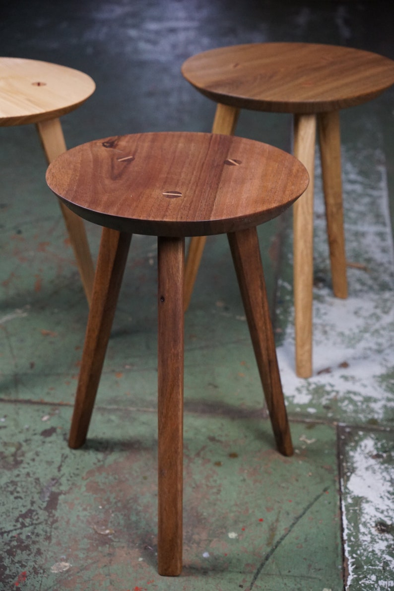 Round stool made of oak, ash or walnut image 7