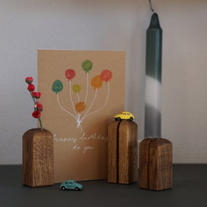 3x Kartenhalter aus Eiche - Geschenk zur Hochzeit, Geburstag, Muttertag, für Mama, Papa, Oma, Opa - Bilderleiste aus Holz