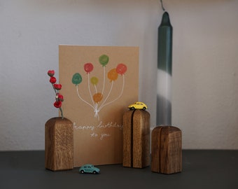 3x Kartenhalter aus Eiche - Geschenk zur Hochzeit, Geburstag, Muttertag, für Mama, Papa, Oma, Opa - Bilderleiste aus Holz