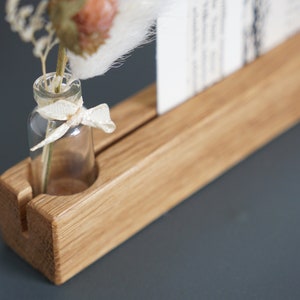 Oak card holder with dried flowers for wedding place cards, gifts, dried flowers, wooden picture rails, photo bars, photo holders image 6