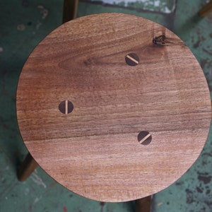 Round stool made of oak, ash or walnut Nussbaum