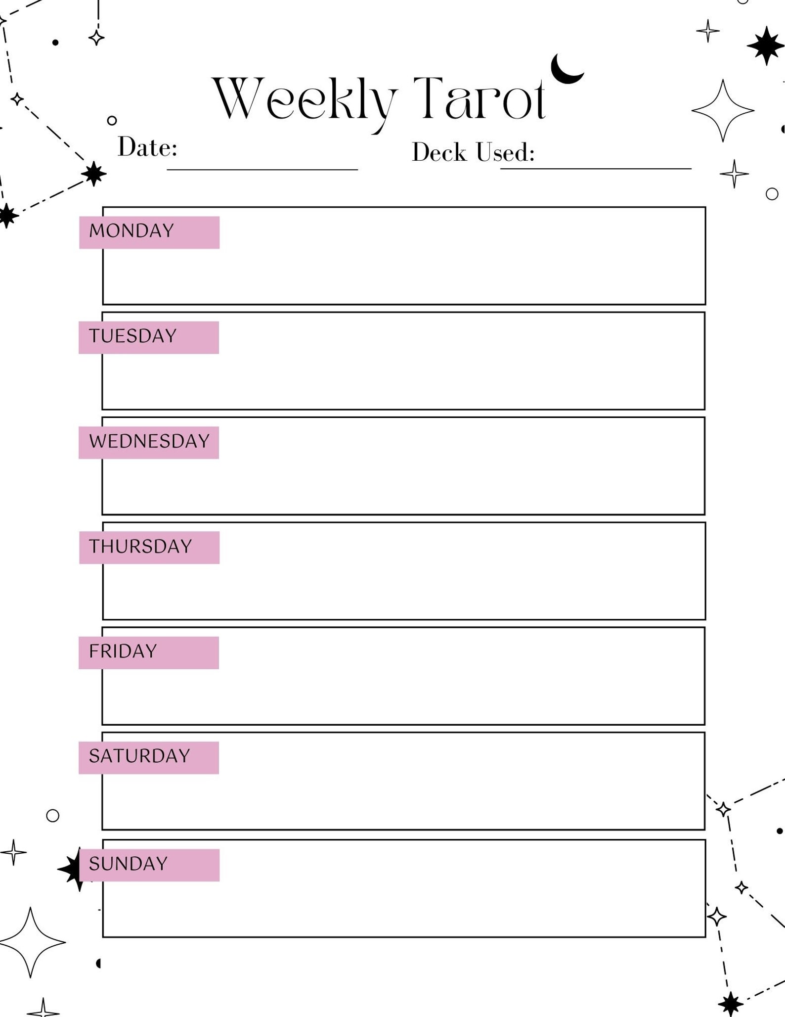 Tarot Journal Printable Tarot Spreads PDF Tarot Workbook - Etsy