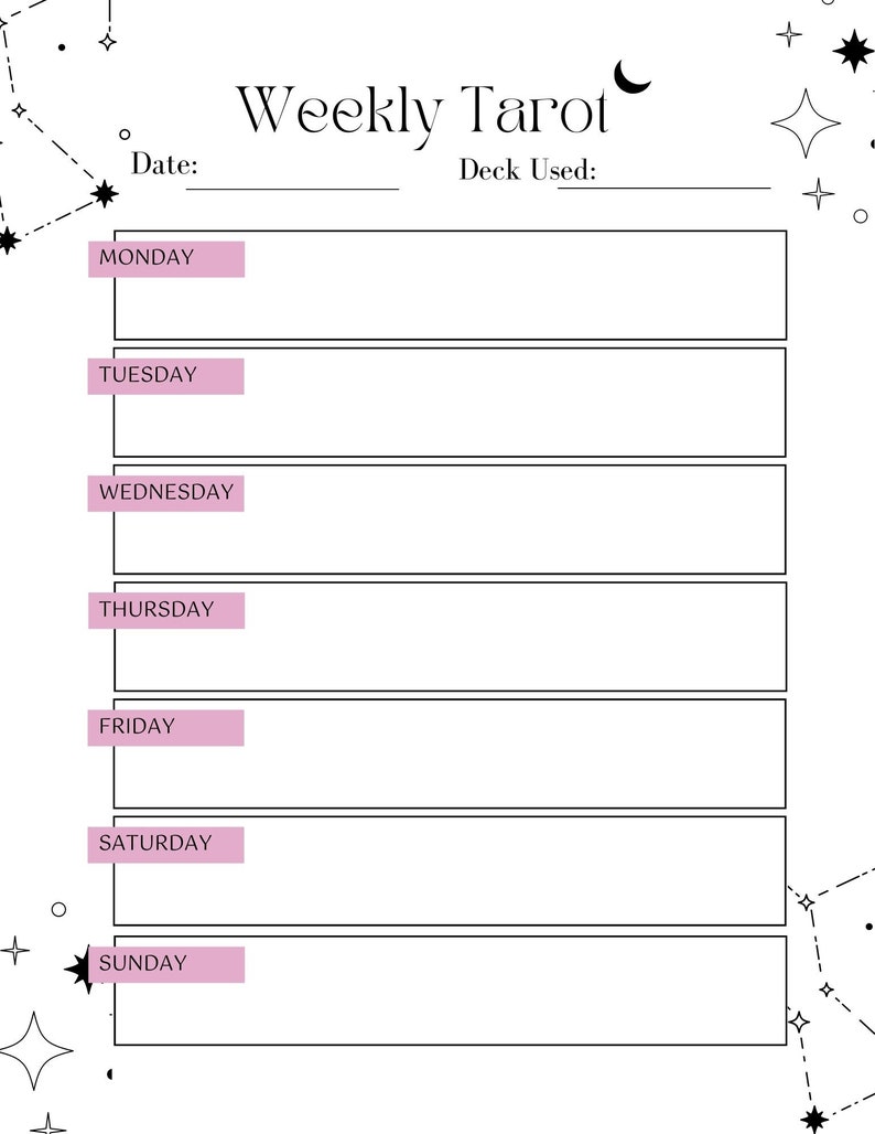 Tarot Journal Printable Tarot Spreads PDF Tarot Workbook - Etsy
