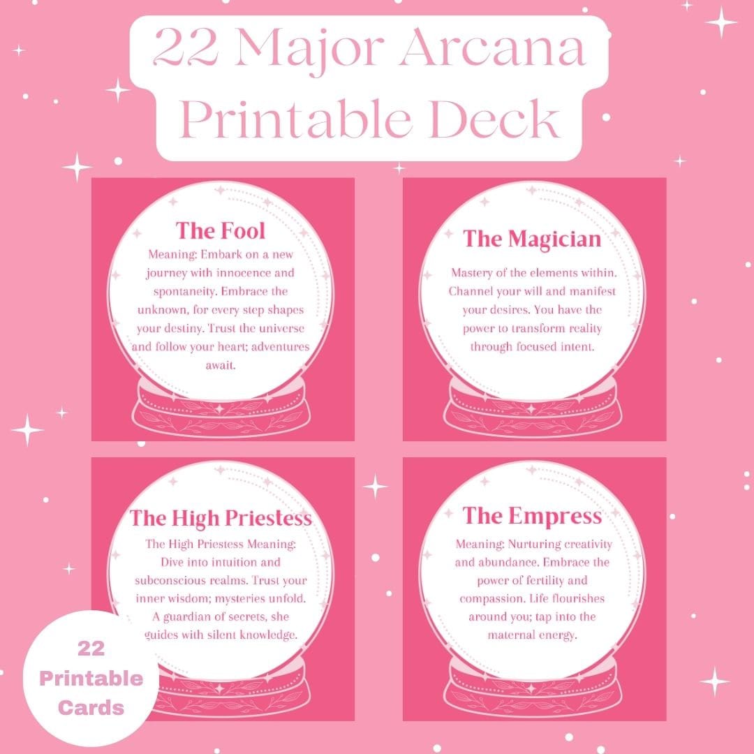 Printable Tarot Cards 22 Major Arcana Meaning Beginner Tarot Etsy