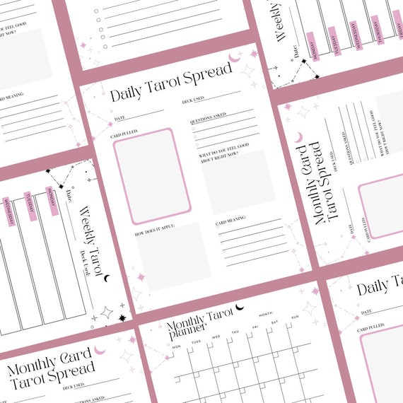 Tarot Journal Printable Tarot Spreads PDF Tarot Workbook - Etsy