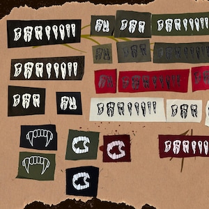 Up-cycled patches, teeth and fangs (READ FULL DESCRIPTION)