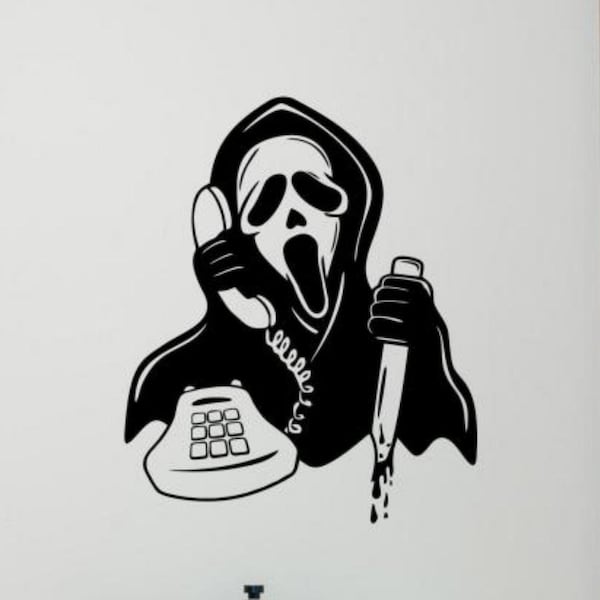 Ghostface Calling Wall Decal Vinyl Sticker Scream Mask Phone Call Movie Poster Car Decor Gift Horror Theater Poster Ghost Sign Wall Art 1640