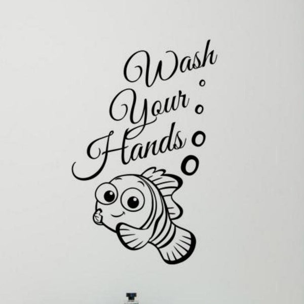 Wash Your Hands Wall Decal Vinyl Sticker Bathroom Wall Decor Finding Nemo Fish Office Sign Home Wall Art Gift Print Mural Poster 11e35