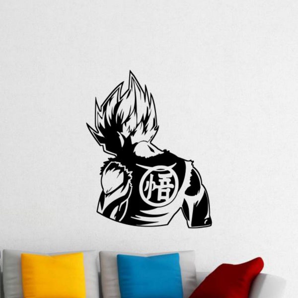 Goku Wall Decal Vinyl Sticker Super Saiyan Poster DBZ Goku Kanji Sign Dragon Ball Decor Manga Decal Anime Gift Wall Art Car Decal Print 1596