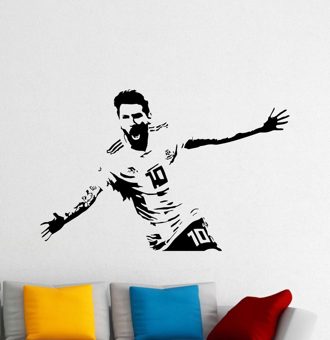 Messi Wall Decal Vinyl Sticker Argentina Football Wall Decor Sign