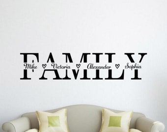 Family Wall Decal Vinyl Sticker Personalized Family Names Wall Decor Custom Sign Father Mother Son Daughter Wall Art Gift Quote Poster 1789