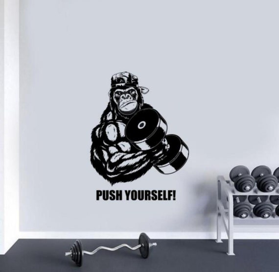 Personalized Wall Decal Gym Vinyl Sticker Gorilla Sign Wall 