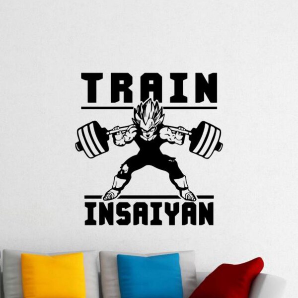 Train Insaiyan Wall Decal Vinyl Sticker Goku Decal Gym Poster Dragon Ball Wall Decor Anime Gift Sign Fitness Wall Art Car Decal Print 15m80