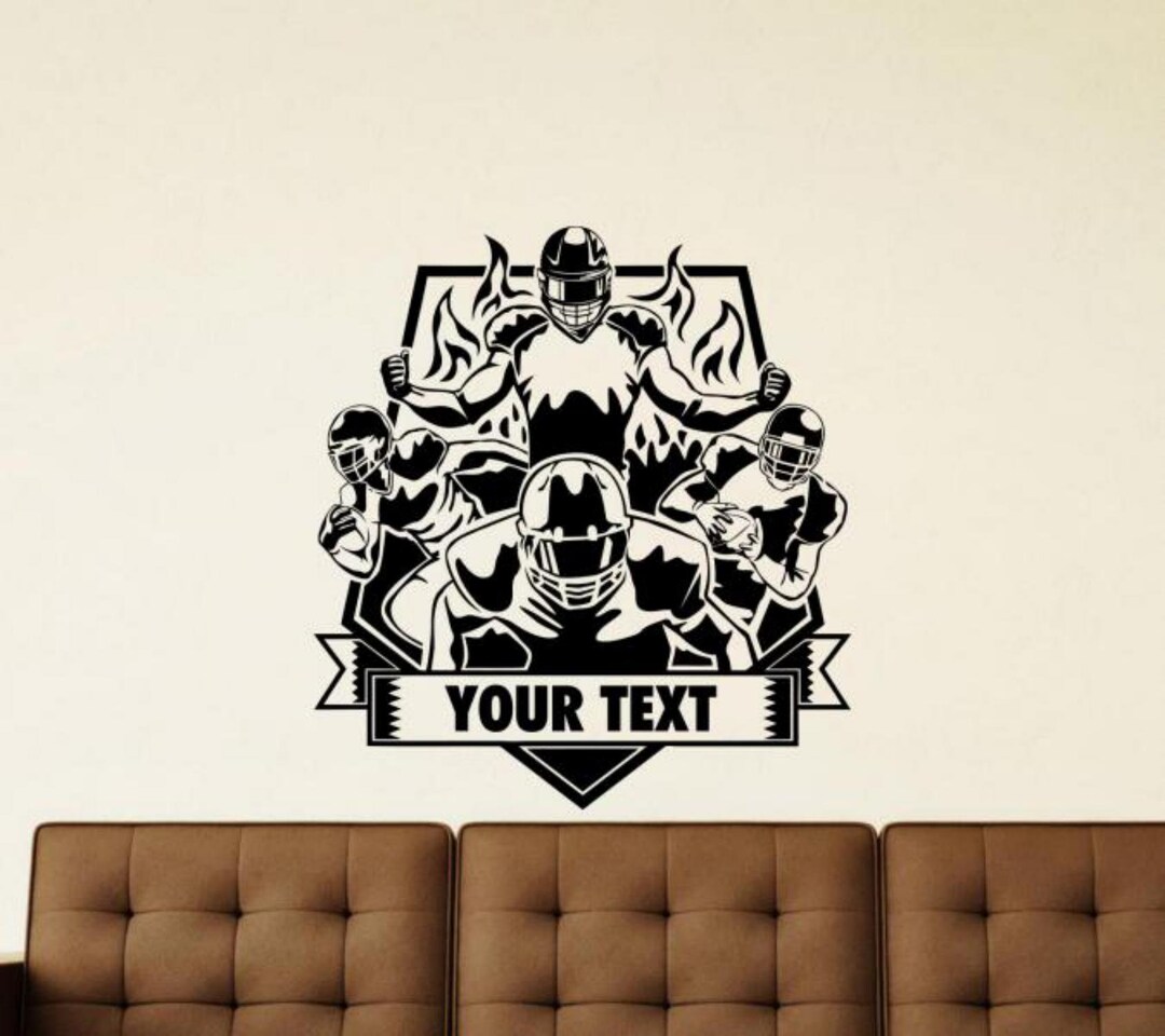 Custom Football Wall Decal Vinyl Sticker Personalized Name Etsy