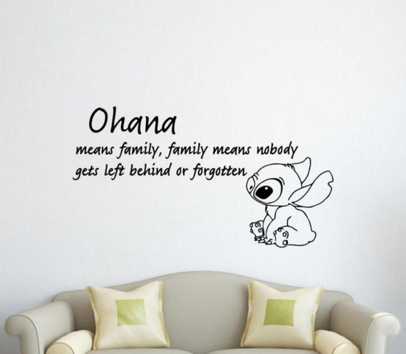 Wall Art OHANA MEANS FAMILY LILO AND STITCH Vinyl Wall Quote Decal Home  Decor Sticker