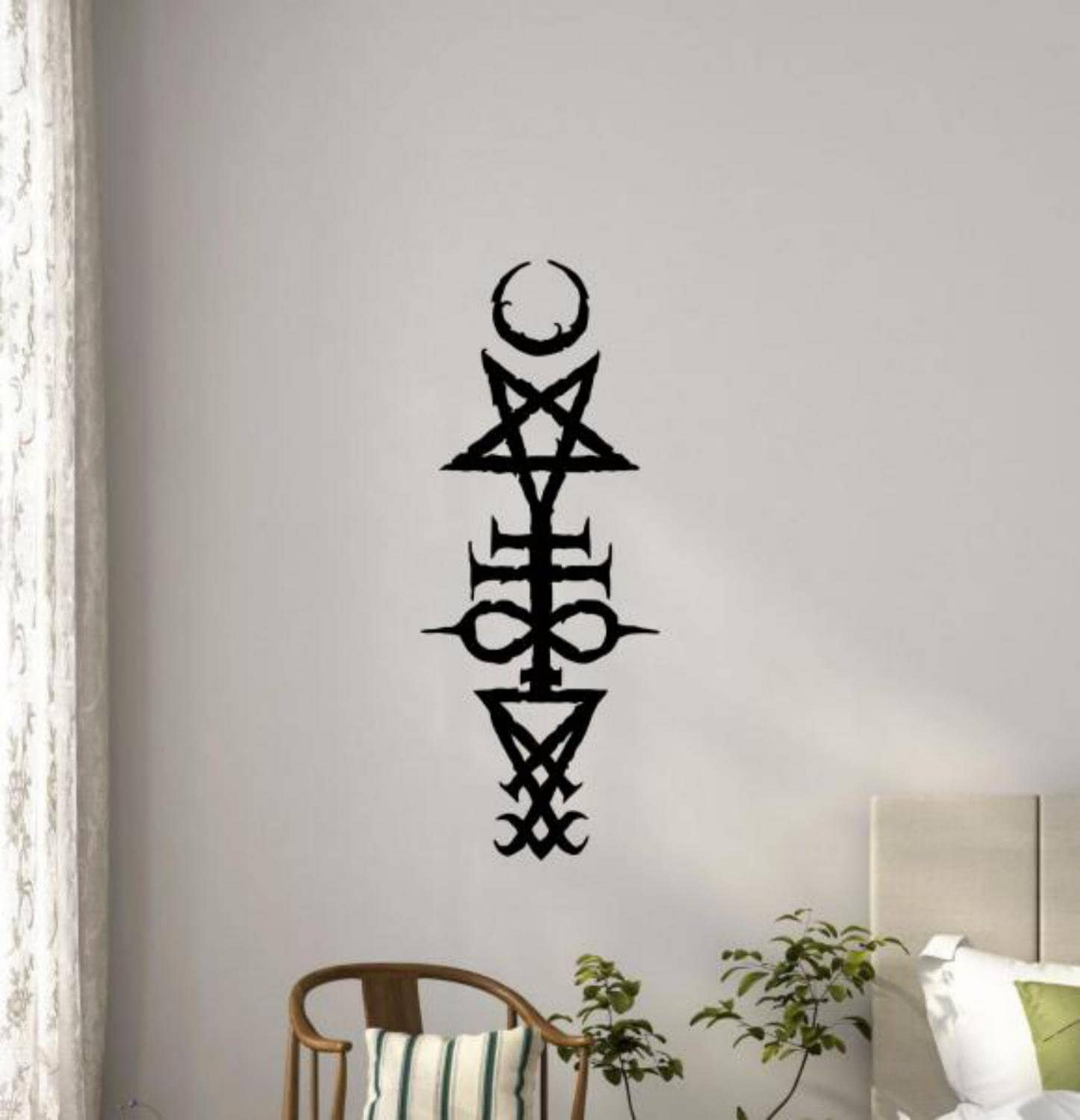 Baphomet Wall Art Engraved on Wood , Satanic Altar Decor, Lucifer