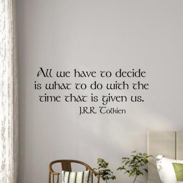 All We Have To Decide Is What To Do With The Time That is Given Us Wall Decal Vinyl Sticker Tolkien Decor Quote Wall Art Gift Poster 1822