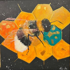 Bee“, 2023, Acryl auf Leinwand, 30x30 cm, ungerahmt
