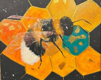 Bee", 2023, acryl op canvas, 30 x 30 cm, zonder lijst