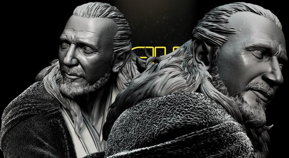 Qui-gon Jinn star Wars Fan Art 3D Statue 