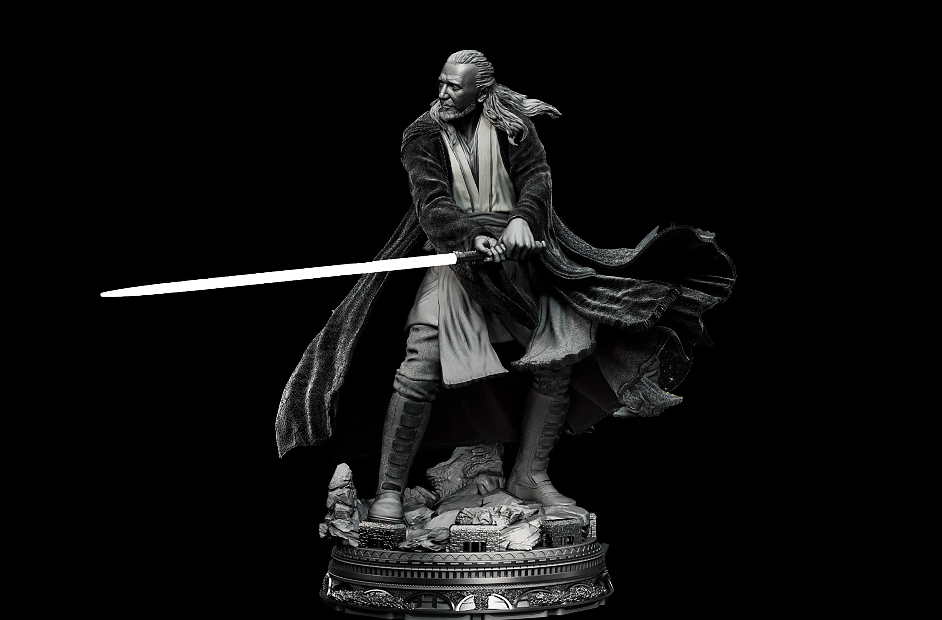 Qui-gon Jinn star Wars Fan Art 3D Statue 