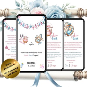 Invitation à révéler le genre, révélation de genre numérique, révélation de genre WhatsApp, invitation à une fête de révélation, invitation à une fête de genre, garçon ou fille