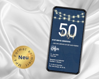 Personalisierte Einladung Geburtstag WhatsApp, eCard Geburtstag, Geburtstagseinladung, elektronische Einladung 30 40 50 Geburtstag digital