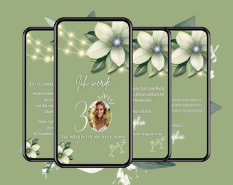 Digital birthday invitation with photo, personalized invitation for the 30th birthday digital, to send via WhatsApp, eCard birthday