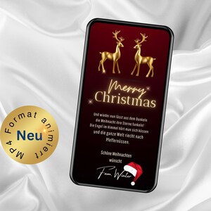 Animierte Weihnachtsgrußkarte Merry Christmas, Weihnachtsgrüße per WhatsApp, personalisierte Weihnachtskarte, digitaler Weihnachtsgruß