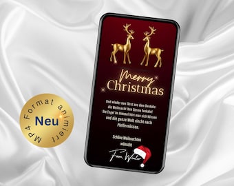 Animierte Weihnachtsgrußkarte Merry Christmas, Weihnachtsgrüße per WhatsApp, personalisierte Weihnachtskarte, digitaler Weihnachtsgruß