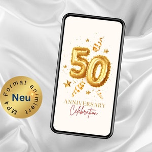 Saludos de cumpleaños con tarjeta electrónica, celebrar aniversario, 50 cumpleaños, tarjeta de cumpleaños de Whatsapp