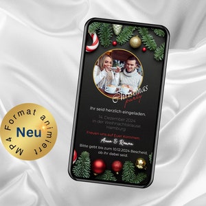 eCard Kerstfeest met foto, geanimeerde kerstfeestuitnodiging, kerstfeest via WhatsApp, gepersonaliseerde uitnodiging, kersttijd