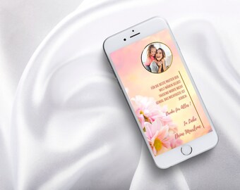 Cartão digital de Dia das Mães eCard Cartão de Dia das Mães WhatsApp com foto Cartão de agradecimento Dia das Mães Cartão de Dia das Mães personalizado com música