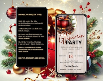 Einladung Glühweinparty digital | Animierte MP4 WhatsApp Einladung | Ecard Glühwein trinken