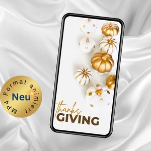 GREETING CARD, THANKSGIVING Cards, Animated Cards, Modern Digital Download Personalized Thanks Giving Pumpkin Holiday Mobile Electronic Card