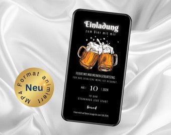 eCard Geburtstag Einladung zum Bier mit mir personalisiert